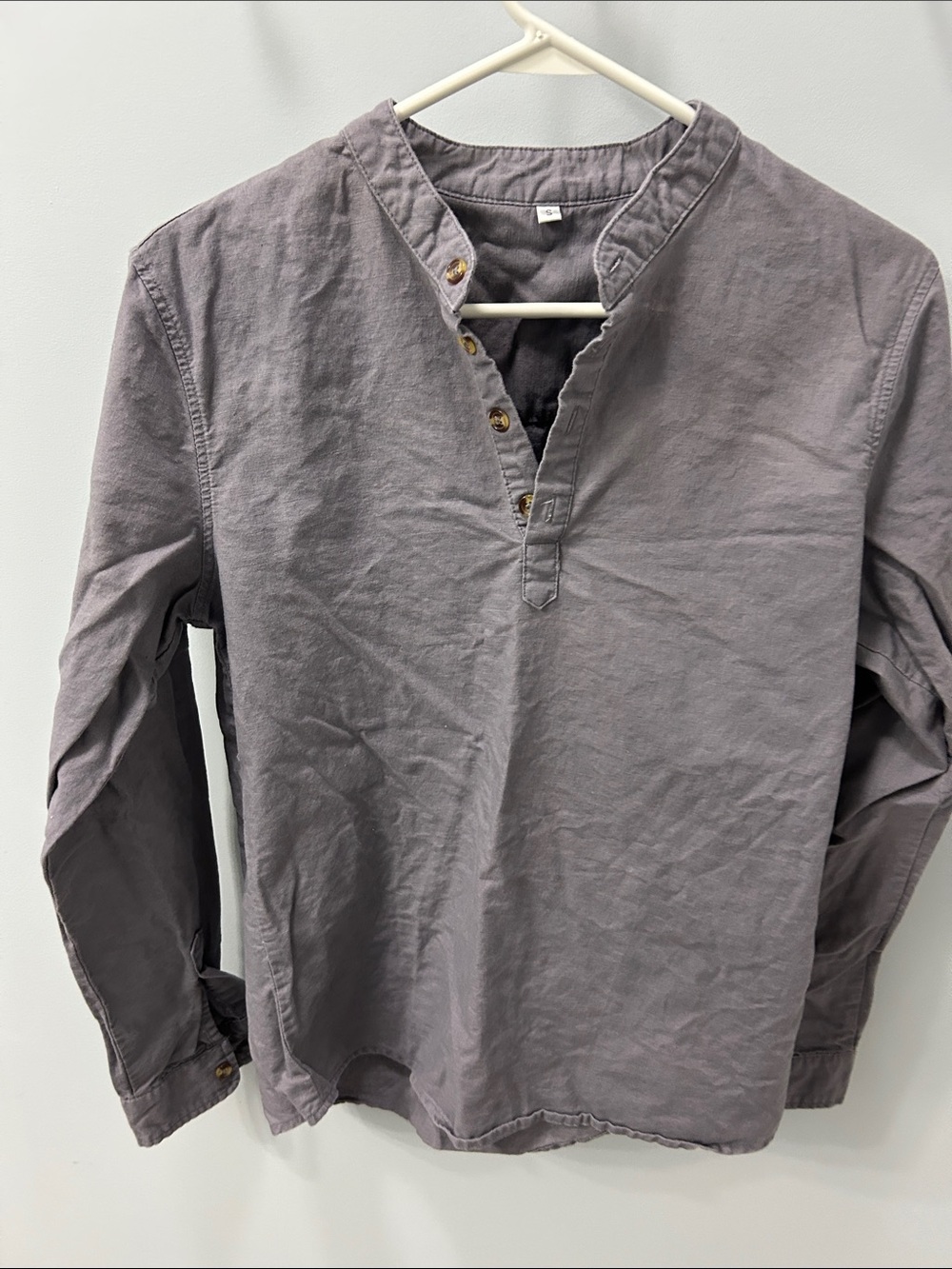 Women’s Long-Sleeve Henley Shirt - Slate Gray